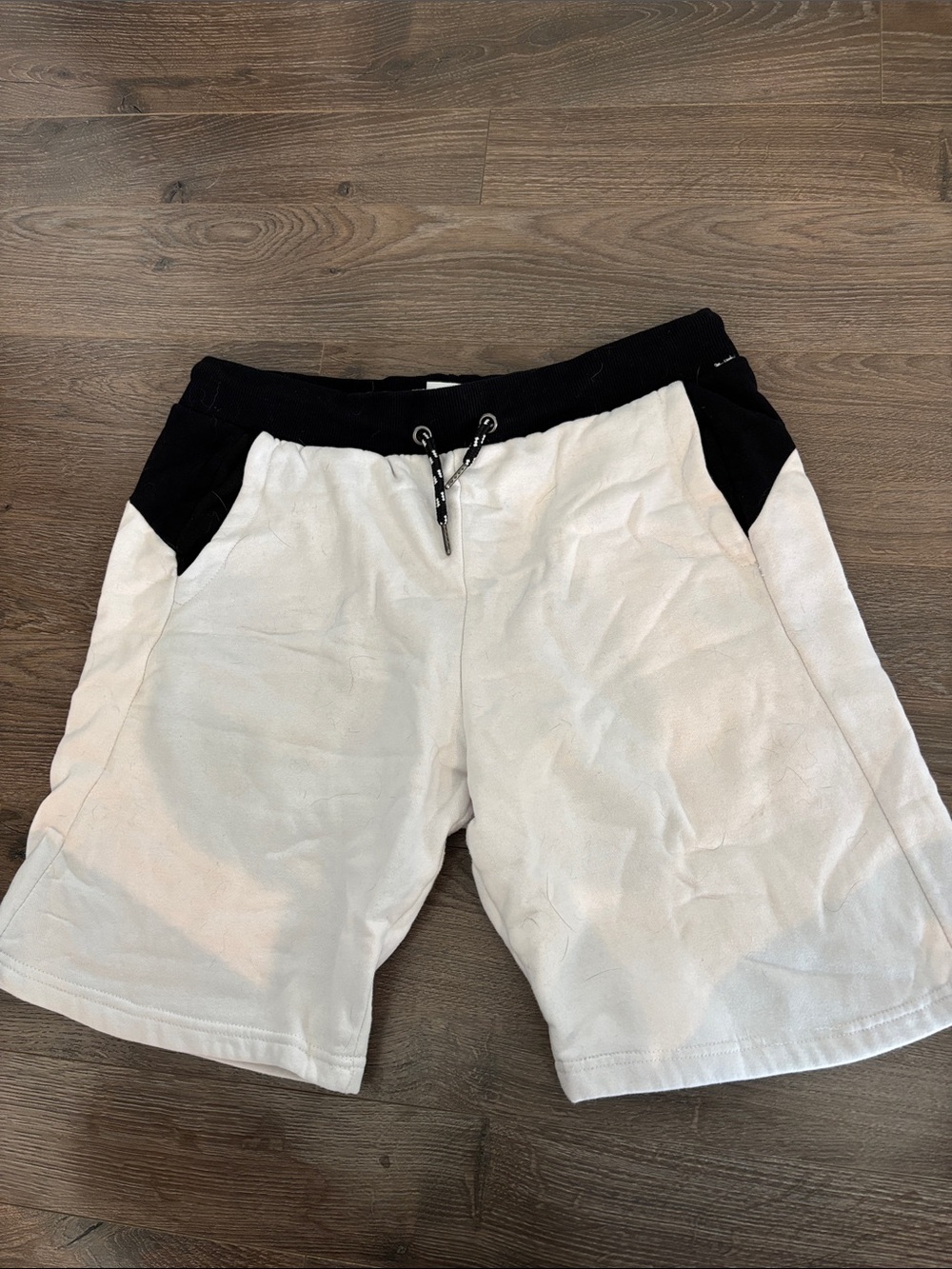 Men's Black & White Athletic Drawstring Shorts